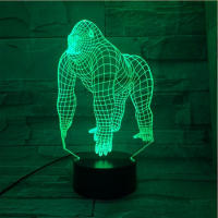 Lámpara LED USB 3D De Animales Orangután Gorila Champanéez Con Control Remoto Cambio De Colores 16 Ilusión De Humor Decoración De Mesa Luz Nocturna - details 1