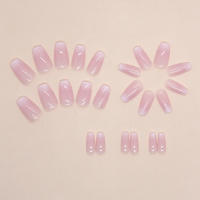 Uñas Postizas De Ballet Rosa Gradient Minimalista Francés 24 PCS + 1 Pegamento + 1 Linterna De Uñas Material De Resina - details 1