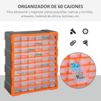 DURHAND Armario Organizador de Herramientas con 60 Cajones Tipo Estantería DIY Caja Cajonera de Herramientas 38x16x47,5 cm Naranja - details 5
