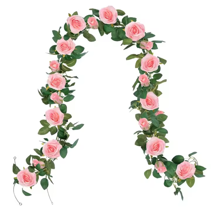 guirnaldas de rosas artificiales, plantas de flores falsas, decoración colgante para s, interiores, hogar, jardín, boda, hotel, fiesta, 2 - 1