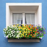 4pcs Flores Artificiales Resistente Al UV Plantas Verdes Para Decoración De Jardín Cocina Bodas Hogar Y Sala De Estar Falsas Flores - details 5
