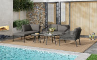 Juego de salón de Jardín, Cuerda Juego de muebles de Jardín, Moderno juego de sofá de exterior Cuerda Tejida a mano, incl. Todos los asientos y Zapatos, Juego de balcón, Jardín y Terraza, Gris - details 1
