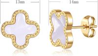 Pendientes de Trébol de Maple de Titanium para Mujer, pendientes de Trébol de Cuatro Hojas, pendientes con Colgante de la supervivencia - details 0