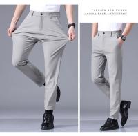 Pantalones Casuales Para Hombre Ultrafinos Y Elásticos Alta Elasticidad Transpirables Suaves Estilo De Negocios Verano Slim Fit Cierre De Cremallera - details 22