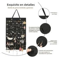 Organizador De Joyas De Pared Vertical Para Collares Pendientes Y Pulseras Bolsa Adhesiva En Color Velishy Material De Algodón - details 3