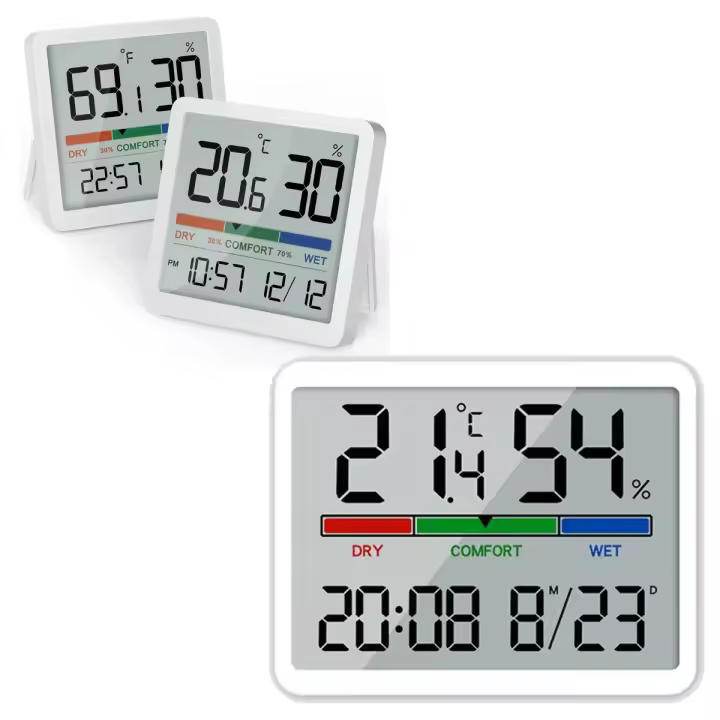 Reloj despertador electrónico , Temperatura y humedad, Magnético multifunción, pantalla LCD grande, con termómetro Digital , Reloj de mesa para Escritorio,  Reloj de mesa multifunción - 1