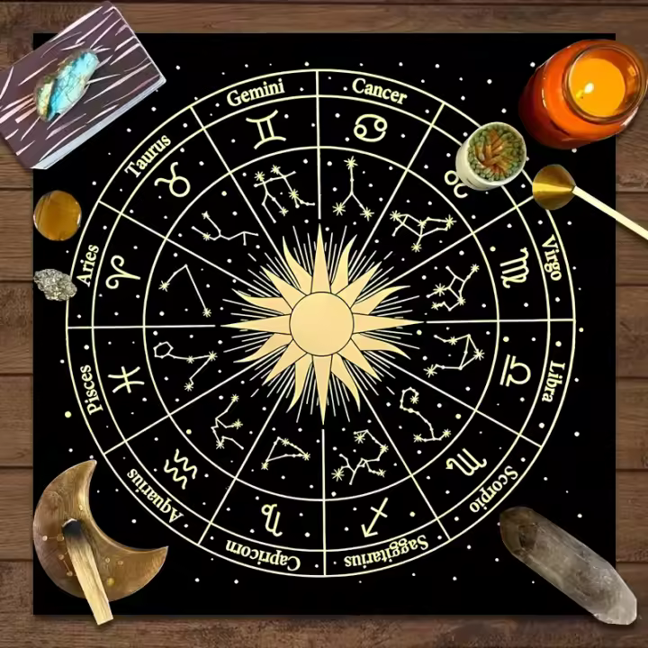 Mantel De Tela Para Cartas De Tarot 1pc Decoración De Juego De Mesa De Astrología Y Brujería Con Fase Lunar Tapete De Altar - 1