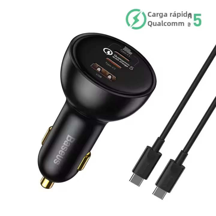 Baseus cargador de coche 160W QC 5,0 carga rápida doble tipo C USB para iPhone 15 14 13 12 pro Ordenadores portátiles tabletas - 1