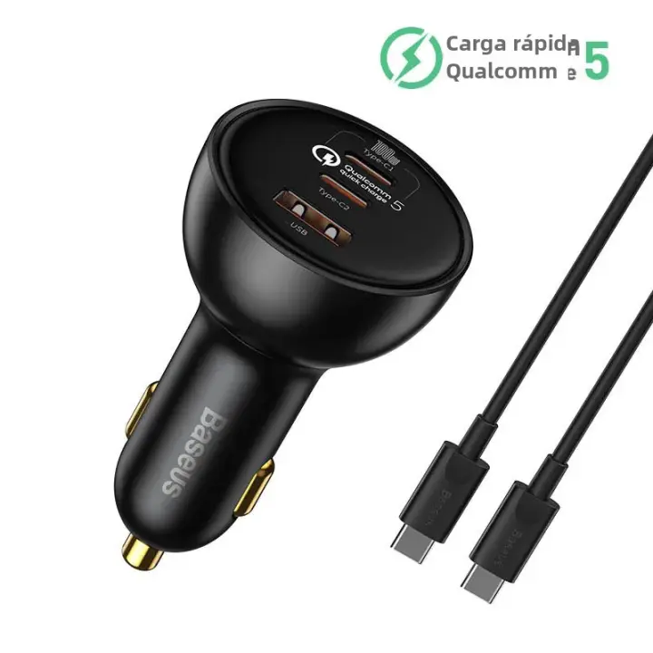 Baseus cargador de coche 160W QC 5,0 carga rápida doble tipo C USB para iPhone 15 14 13 12 pro Ordenadores portátiles tabletas - 1