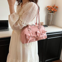 Bolso De Hombro Estilo Ballet Para Mujeres Con Lazo Bolso De Armpita Bolso De Bocce Material PU Suave Con Cierre De Cremallera - details 2