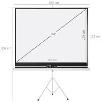 HOMCOM Pantalla para Proyector Plegable Manual 84” Pulgadas Pantalla de Proyección Formato 4:3 con Altura Ajustable Cine en Casa Presentaciones Películas 171x131 cm Blanco - details 2