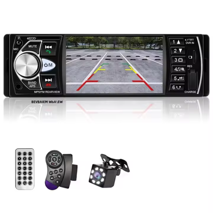 Hippcron 1Din Radio De Coche 4" Estéreo De Auto MP3 Jugador USB Multimedia Soporte Cámara Retrovisora Autoradio FM - 1