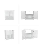 JJA Mueble Armario Bajo Lavabo Mueble Baño 2 Puertas 1 Estantería Madera Blanco 60x30x70 Cm - Optimiza Espacio Baño - details 4