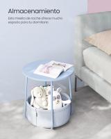 Mesa Auxiliar Redonda con Cesta de Tela - Espaciosa Mesa Lateral para Salón, Dormitorio o Mesita de Noche, Estilo Moderno, Disponible en Varios Colores - details 2