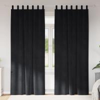 Cortinas Opacas vidaXL con Anillas 2 pcs de Terciopelo Negro - details 0