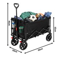 Carro plegable con ruedas con freno, carrito de festival, carrito de playa plegable con ruedas extraíbles, carrito de camping con capacidad de 100 kg, carrito de jardín con soportes - details 3