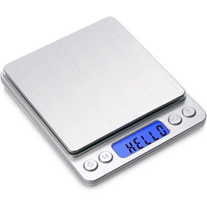 Básico Digital en Gramos 500g 0,01G Básico de cocina de Alta precisión Básico de Bolso múltiple de Maple inoxable with Pantalla LCD retroiluminada Tara PCS Características Plata - 1