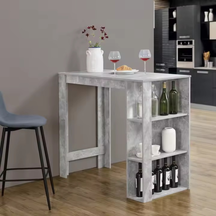 Mesa de Bar Danderyd con 3 estantes aglomerado 120 x 60 x 105,5 cm Efecto hormigón [en.casa] - 1
