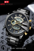 Reloj De Pulsera Para Hombre KAT-WACH Doble Pantalla En Acero Multicolor Con Luz LED Alarma Calendario Y Semana Display - details 0