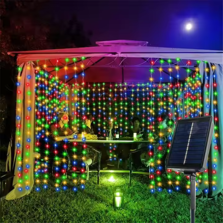 Luces De Tela Solar Con 600 LED Para Jardín Fiesta Boda Decoración De Navidad Cobre Fino Arco Iris De Jardín Puerta De Entrada - 1