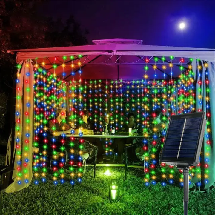Luces De Tela Solar Con 600 LED Para Jardín Fiesta Boda Decoración De Navidad Cobre Fino Arco Iris De Jardín Puerta De Entrada - 1