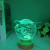 Lámpara De Noche LED 3D De Avión Saliendo De La Tierra Con Base Redonda De Madera Para Decoración De Dormitorio Regalo De Cumpleaños Para Niños Decoración Navideña - details 3
