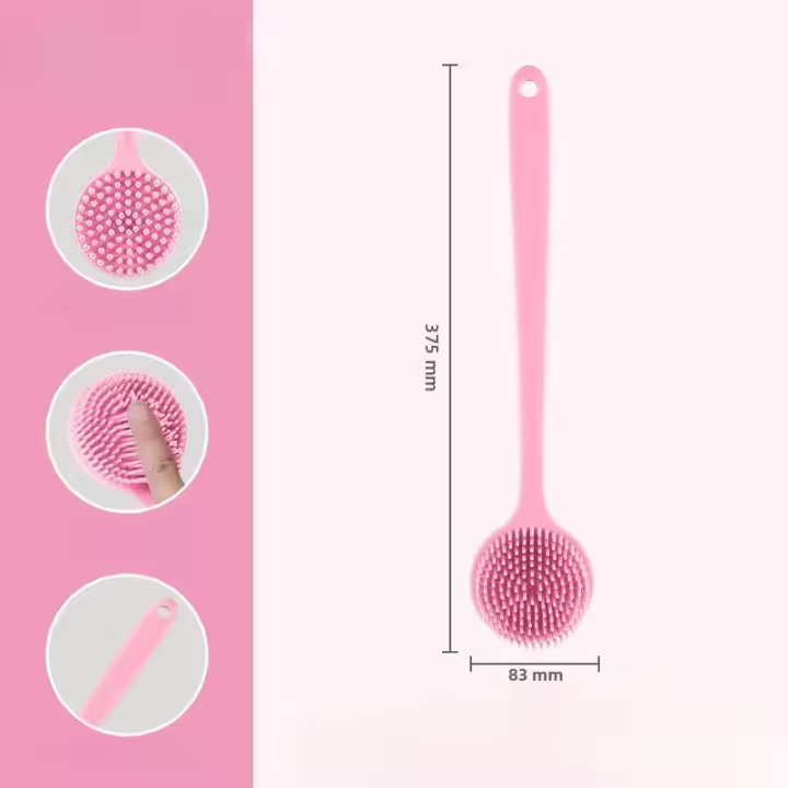 Cepillo De Baño De Silicona Doble Cara Con Mango Largo Limpieza Corporal Masaje Exfoliación Higiénica Ambientalmente Amigable - 1