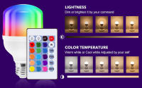 Bombilla LED Inteligente Con Control Remoto Y Cambio De Color Recuerda El Color RGB Siete Colores Fuente De Alimentación AC Vida Media 10000 Horas Base E27 Para Sala De Estar - details 0
