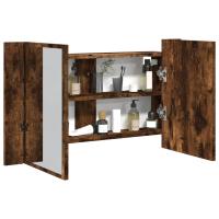 vidaXL Armario espejo de baño LED acrílico brillo 80x12x45 cm en color Blanco brillante/Negro/Roble Sonoma y más | almacenamiento funcional diseño moderno para baño dormitorio sala - details 6