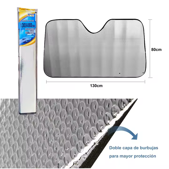 ENR Parasol Coche Delantero,Parasol de Ventana Delantera Parasol Luna de Coche Metalizado Cortina Reflectante para Vehículo Protección Rayos UV Parabrisas fabrique Europeo. - 1