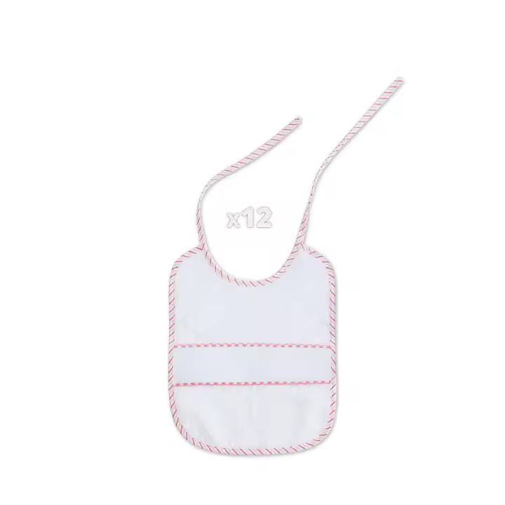 BABETE EM PONTO CRUZ 20X25 Branco / Rosa - 1
