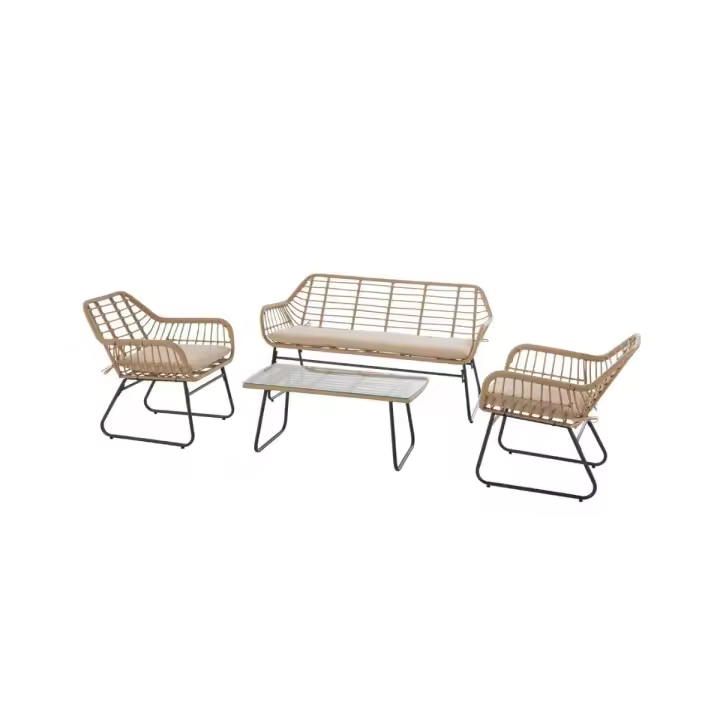 Conjunto de jardín Lambada sofá + 2 sillones + mesa beige - 1
