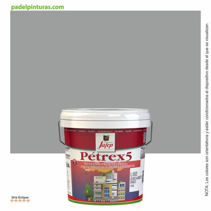 Revestimiento Liso Pétrex 5 Jafep. Impermeable y lavable. De gran resistencia a la intemperie, al salitre y a la abrasión. Buena cubrición y rendimiento. Impermeabiliza la fachada manteniendo su transpirabilidad - 1