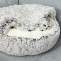 Cama De Gato Redonda De Peluche 2 En 1 Almohadilla Para Gato Casa De Gato Saco De Descanso Para Perro Pequeño Tamaño S/M/L Colores Variados - details 9