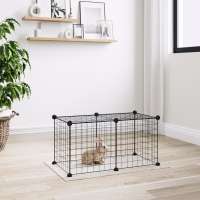 vidaXL Jaula para Mascotas de 8 Paneles Acero Negro Perro Animal Pequeño 35x35cm Altura de la rejilla (Cada una) 4.3 cm, 1.5 cm - details 0
