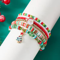 Juego De Pulseras Navideñas Coloridas Con Pendientes De Navidad Y Hombre De Santa Claus Y Nieve Para Fiesta De Año Nuevo Joyería Unisex - details 7