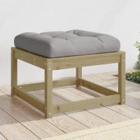 vidaXL Taburete de jardín con cojines madera maciza de abeto Douglas en color Douglas natural/Blanco/Impregnado natural y más | cómodas modernas ergonómicas para comedor cocina salón hogar - details 2