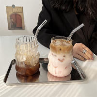 Vaso De Vidrio 530ml Tumbler De Agua Con Rayas Resistente Al Calor Para Té Jugo Leche Café Ideal Para Fiestas Y Bebidas Diarias - details 1