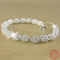 Pulsera De Encanto De Flores En Plata 925 Para Mujer Con Bola Hueca Ajustable Joyería De Boda Y Fiesta Regalo - details 0