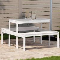 vidaXL Mesa de picnic madera maciza de pino 110x134x75 cm en color Pino natural/Douglas natural/Marrón cera y más | estructura resistente ideal para salón dormitorio o estudio - details 3