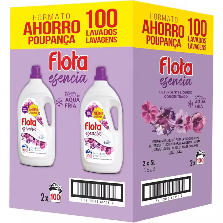 Detergente Líquido Flota Fragancia Esencia 2X100 Lavados Quitamanchas en Agua Fría - 1