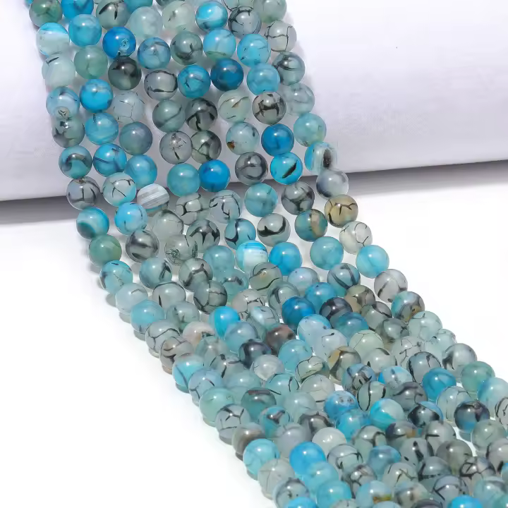 Talares De Piedra Natural Agate Azul Dragón Veinado Negro Bolas Redondas Para Fabricación De Joyas Pulsera Collar Accesorios 6/8/10mm - 1