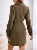 Vestido Francés Para Mujer Otoño Invierno Vintage Cintura Atractiva Largo Manga A-Line Skirt Sensación Senior Ligero Vintage - details 2