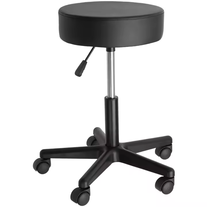 Tectake - Taburete con ruedas  Altura ajustable  Giratorio 360°  Superficie de asiento de acolchado grueso - 1