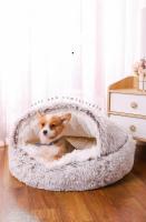 Cama Redonda De Peluche Suave Para Gatos Y Perros Cama De Algodón Tamaño 40x40x25cm 2 En 1 Saco De Dormir Y Nido Para Pequeños Perros Y Gatos - details 0