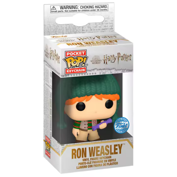 Llavero Pocket POP Harry Potter Holiday Ron ExclusiveFigura  Coleccionable - Idea de Regalo- Mercancia Oficial - Juguetes para Niños y Adultos - Movies Fans - Muñeco para Coleccionistas y Exposición - 1