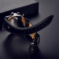 Reloj De Pulsera De Cuarzo Analógico Para Hombres Con Correa De Cuero Moda Casuística Redonda Para Negocios - details 8