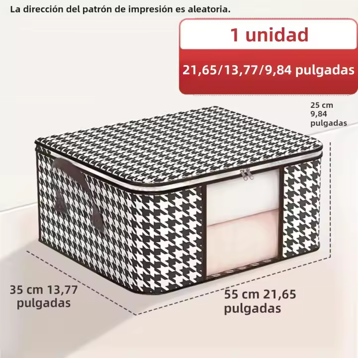 Caja De Almacenamiento Visible Grande Con Manijas Organizador De Ropa Para El Hogar Plegable Y Anti-Polvo Con Cierre De Cremallera - 1
