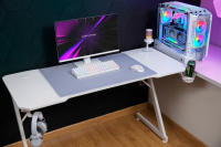Mars Gaming MGD-X, Mesa Gaming Ergonómica, Superficie en Fibra de Carbono, Estructura Metálica, Alfombrilla XXL, Soporte Auriculares y Bebida, Gestión Cableado, Escritorio Gaming con Tablero de 120cm / 140cm / 160cm, Mesa Gaming PC Negra o Blanca - details 1
