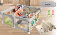 DeFieltro Parque Infantil Bebe de la SELVA 120x120 - Corralito Bebe con Malla de Animales Transpirable - Corral Plegable Baby ANTIDESLIZANTE con Alfombra Acolchada + 2 Anillas y Bolsa Portátil - details 0